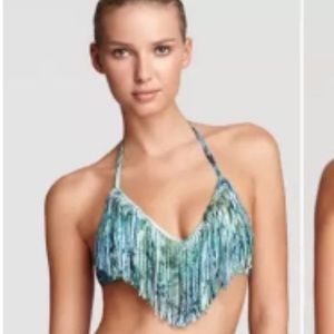 L space snake skin bikini top with fringe size s